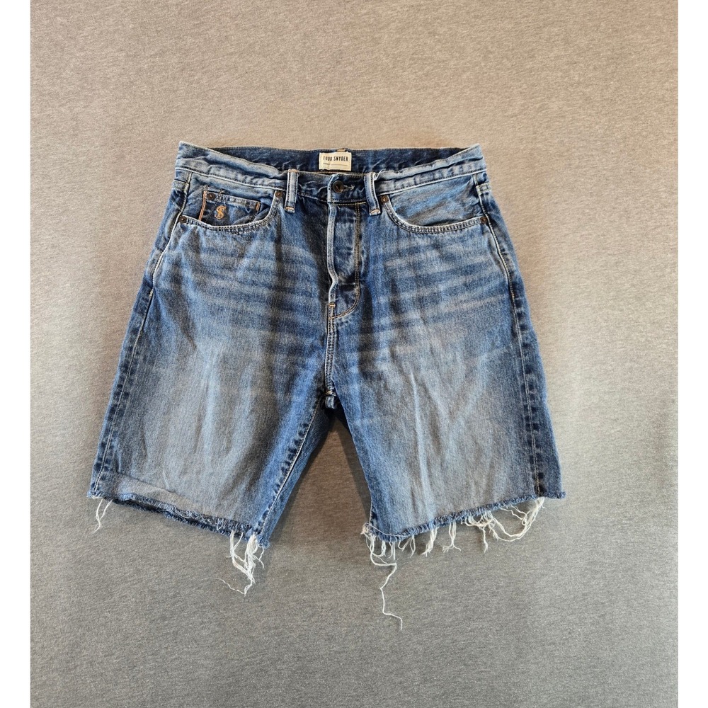 Todd Snyder Denim Shorts Mens 31 Blue Selvedge 8 Inch Inseam Raw Hem Button Fly